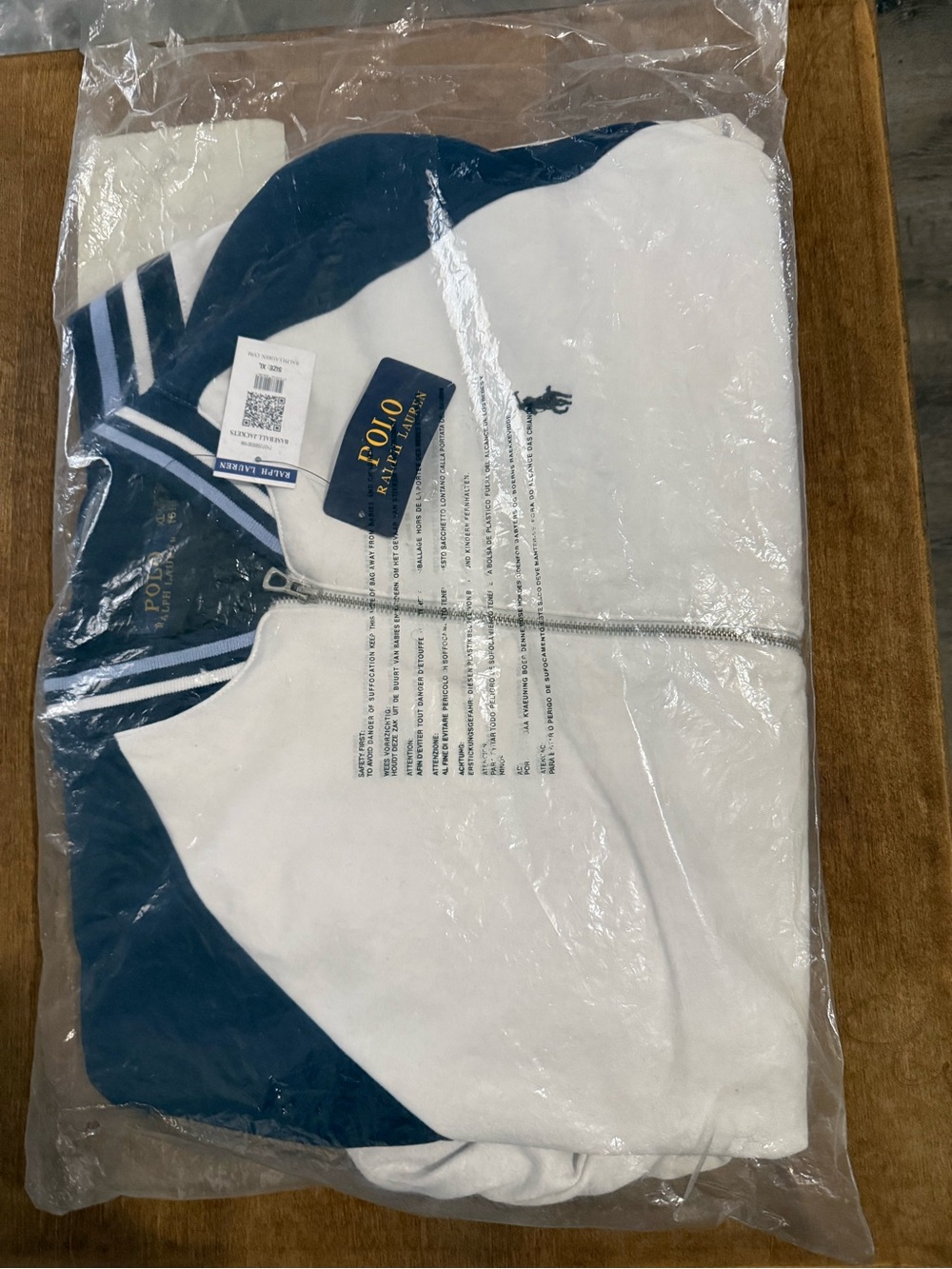 Polo by Ralph Lauren White and Navy Zip Bomber Jacket
